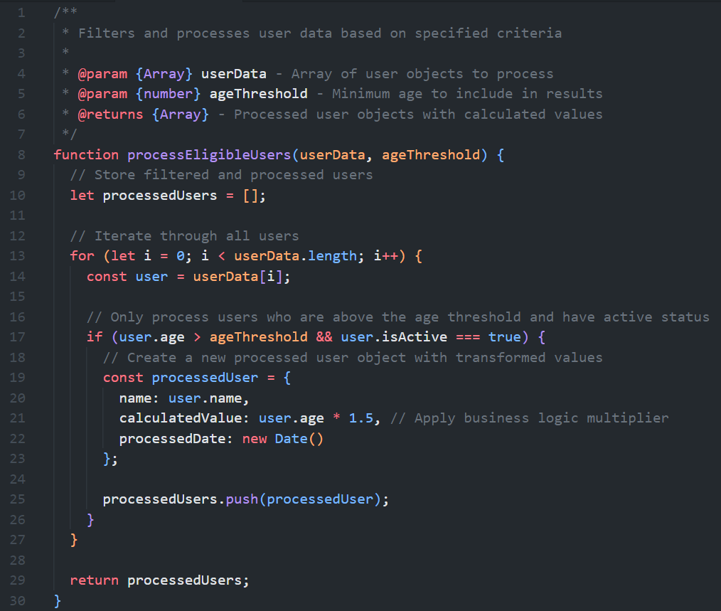 Well Documented Code Block